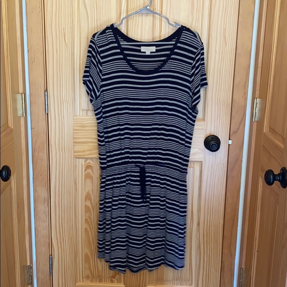 Navy and grey striped t-shirt soft dress